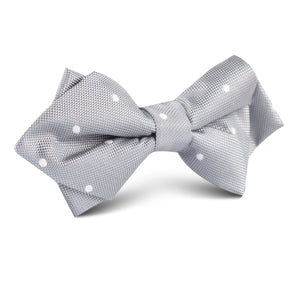 Grey with White Polka Dots Diamond Bow Tie