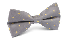 Grey with Yellow Polka Dots Bow Tie