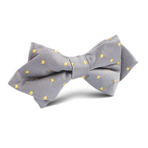 Grey with Yellow Polka Dots Diamond Bow Tie