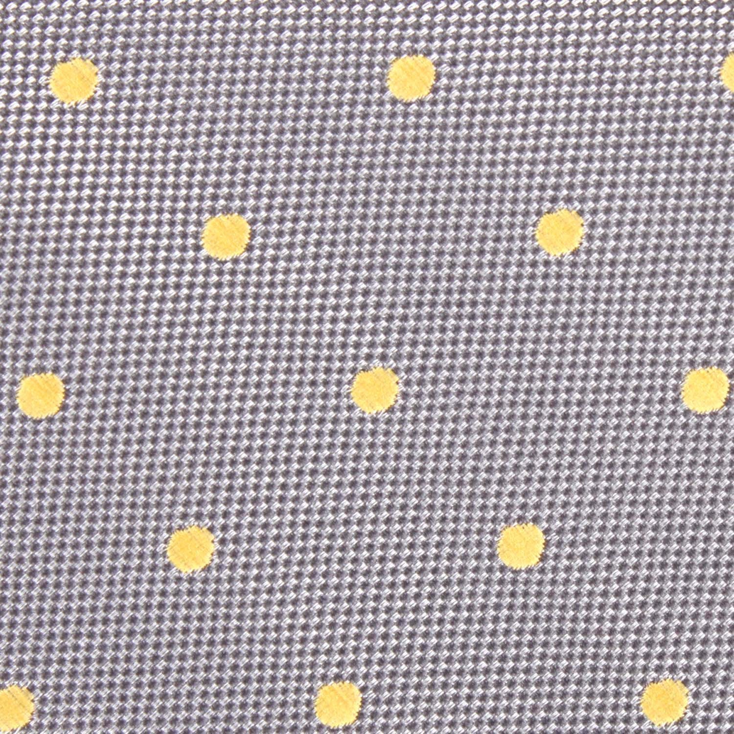 Grey with Yellow Polka Dots Fabric Self Tie Diamond Tip Bow TieM118