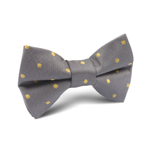 Grey with Yellow Polka Dots Kids Bow Tie