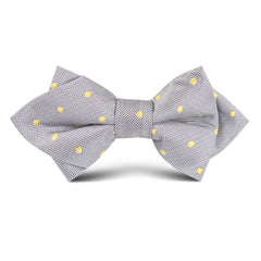 Grey with Yellow Polka Dots Kids Diamond Bow Tie