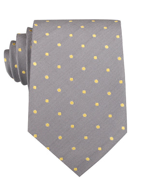 Grey with Yellow Polka Dots Necktie