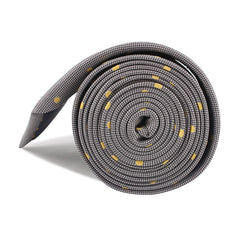 Grey with Yellow Polka Dots Necktie Side Roll