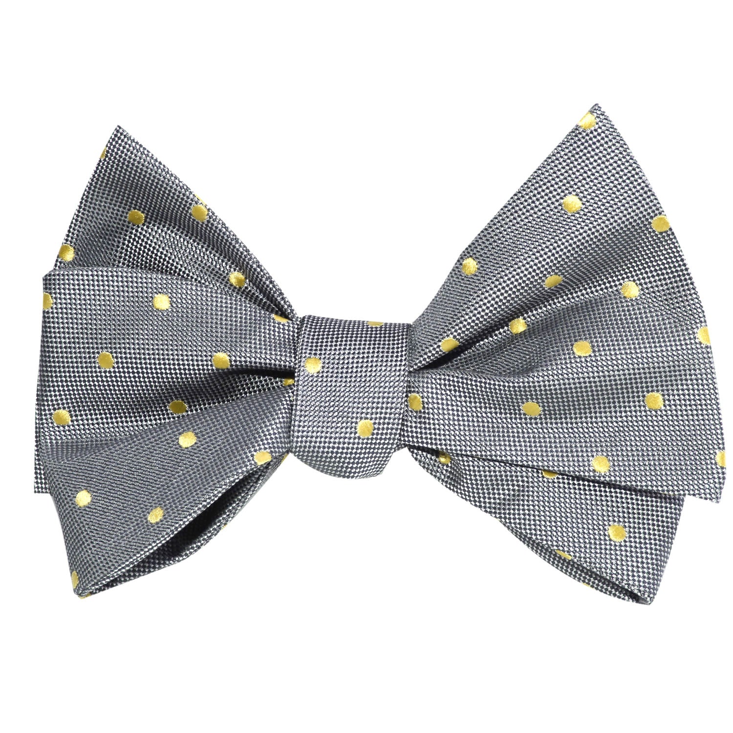 Grey with Yellow Polka Dots Self Tie Bow Tie2