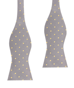 Grey with Yellow Polka Dots Self Tie Bow Tie