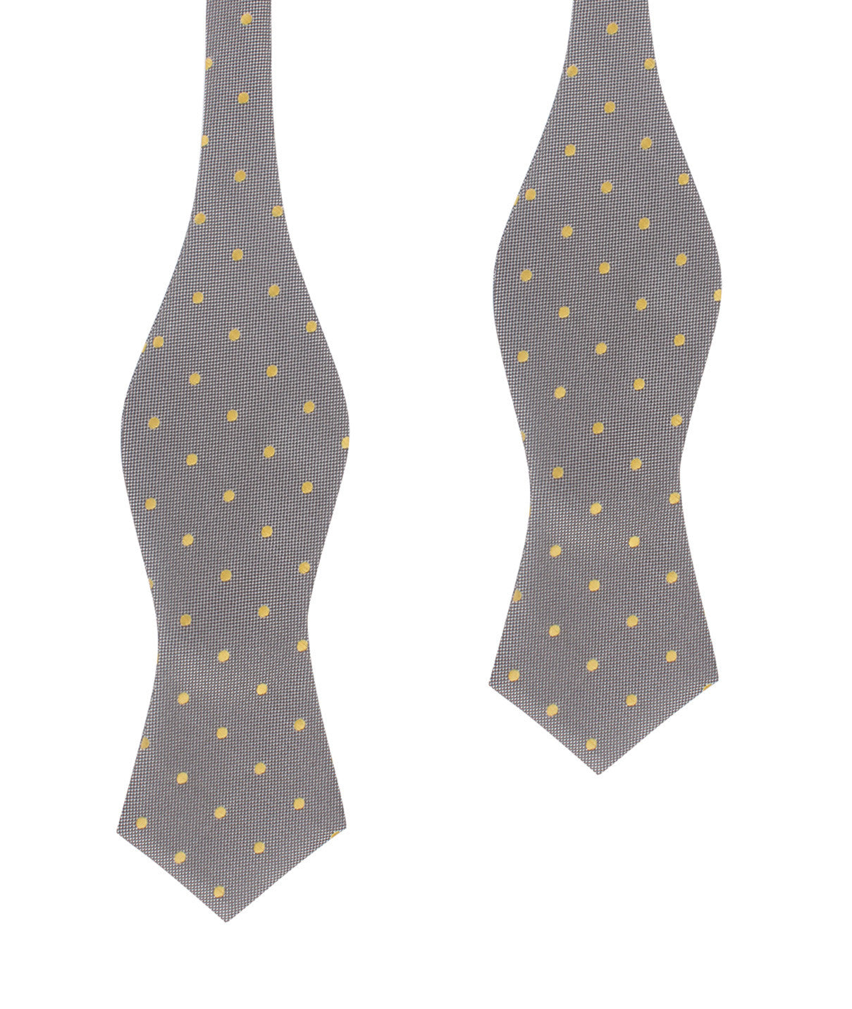 Grey with Yellow Polka Dots Self Tie Diamond Tip Bow Tie
