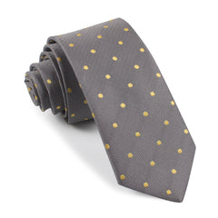 Grey with Yellow Polka Dots Skinny Tie