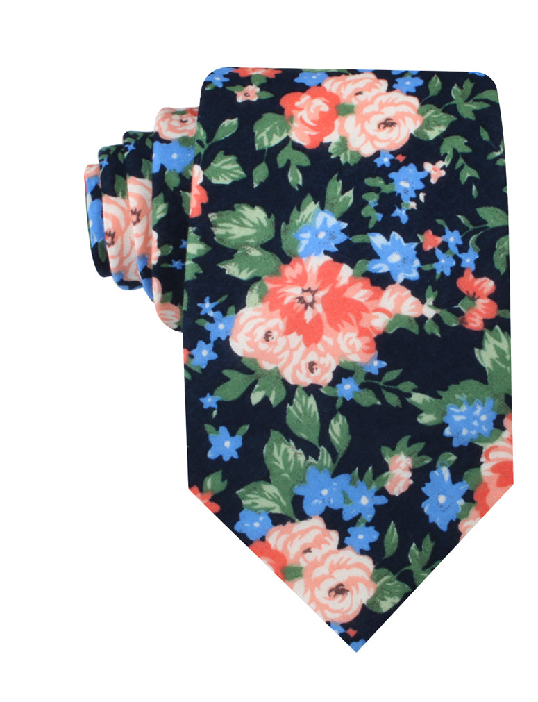 Havana Pink Floral Necktie | Navy Blue Flower Tie | Men's Wedding Ties ...