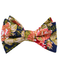 Hawaiian Pink Floral Self Bow Tie Folded Up