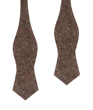Herringbone Chestnut Wool Diamond Self Bow Tie