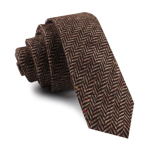 Herringbone Chestnut Wool Skinny Tie