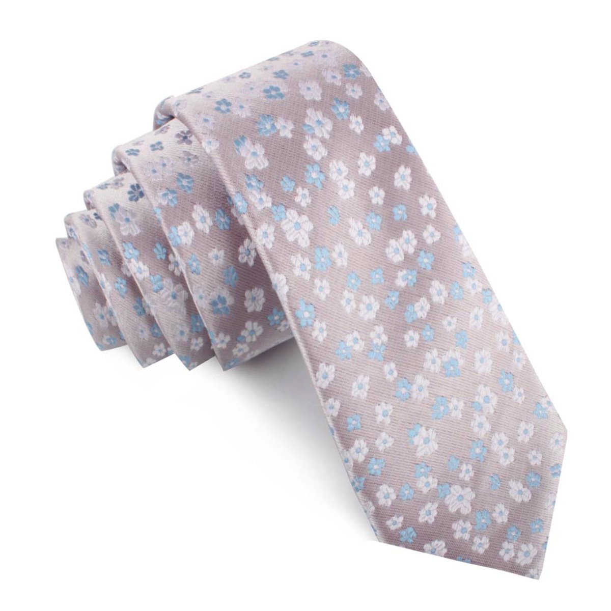 Miharashi Seaside Blue and White Floral Skinny Tie