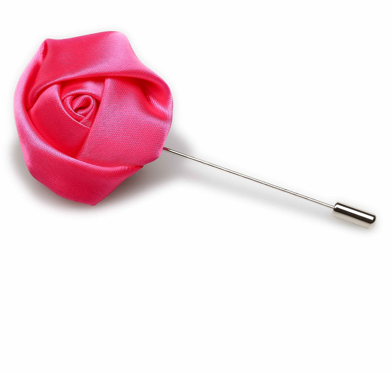 Hot Pink Satin Rose Lapel Pin