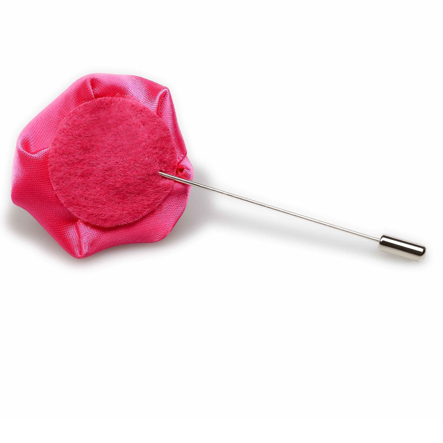 Hot Pink Satin Rose Mens Lapel Pin