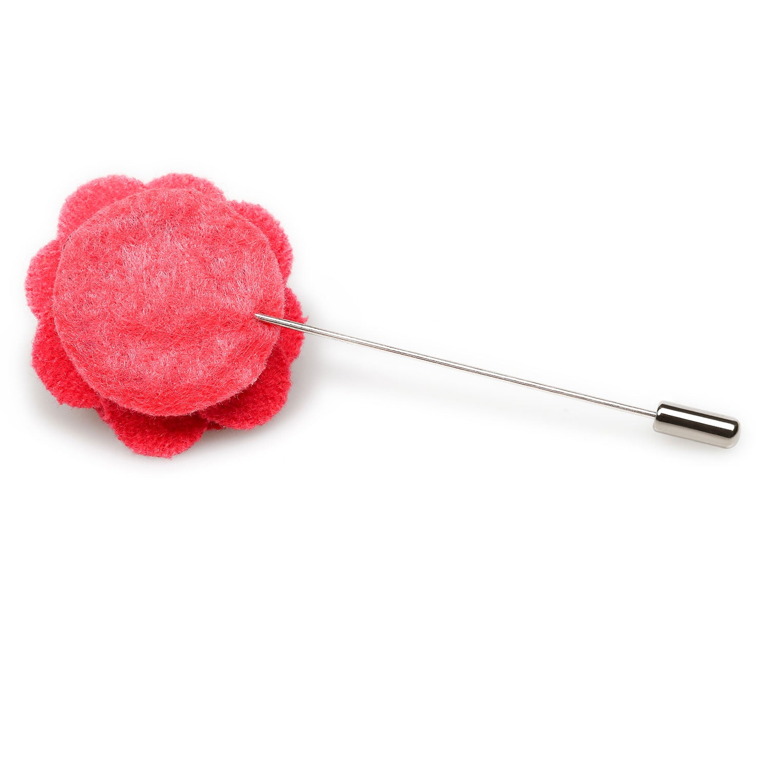 Hot Pink Wool Flower Mens Lapel Pin