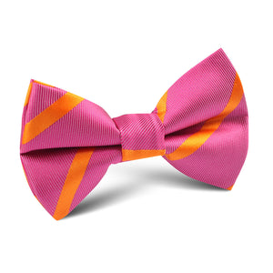 Hot Pink with Orange Diagonal Kids Bow Tie