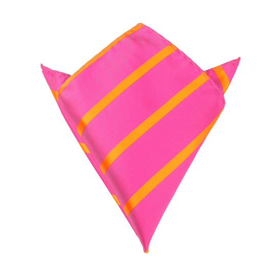 Hot Pink with Orange Diagonal Pocket Square