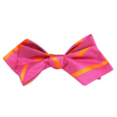 Hot Pink with Orange Diagonal Self Tie Diamond Tip Bow Tie 2