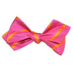 Hot Pink with Orange Diagonal Self Tie Diamond Tip Bow Tie 3