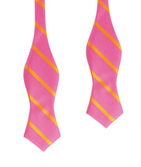 Hot Pink with Orange Diagonal Self Tie Diamond Tip Bow Tie