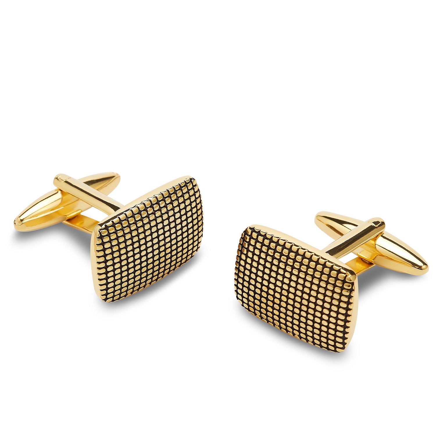 Hugh Capet Gold Studded Rectangle Cufflinks