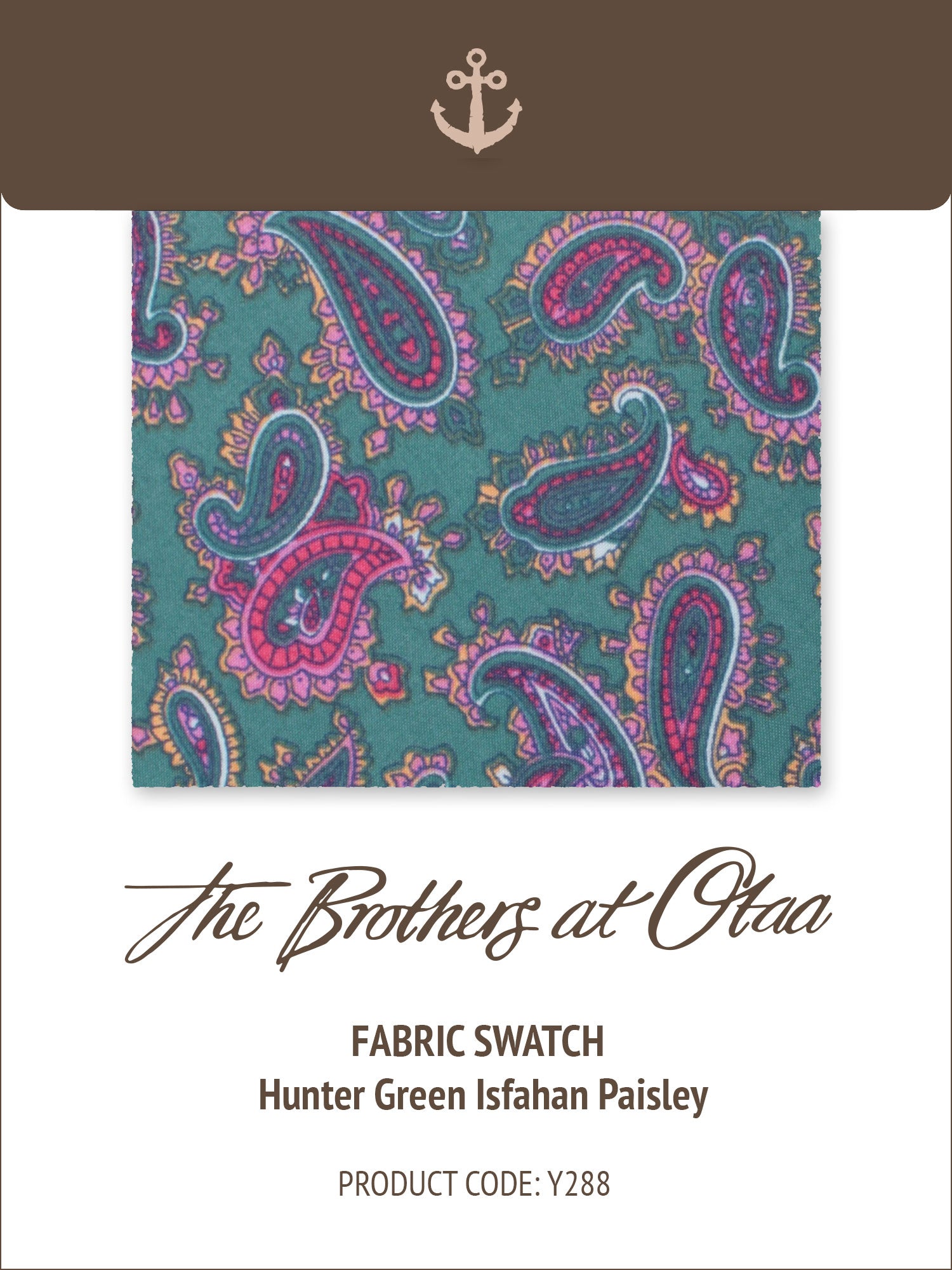 Hunter Green Isfahan Paisley Y288 Fabric Swatch