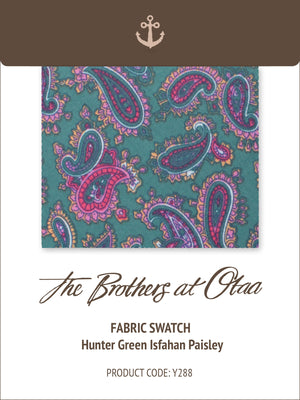 Fabric Swatch (Y288) - Hunter Green Isfahan Paisley