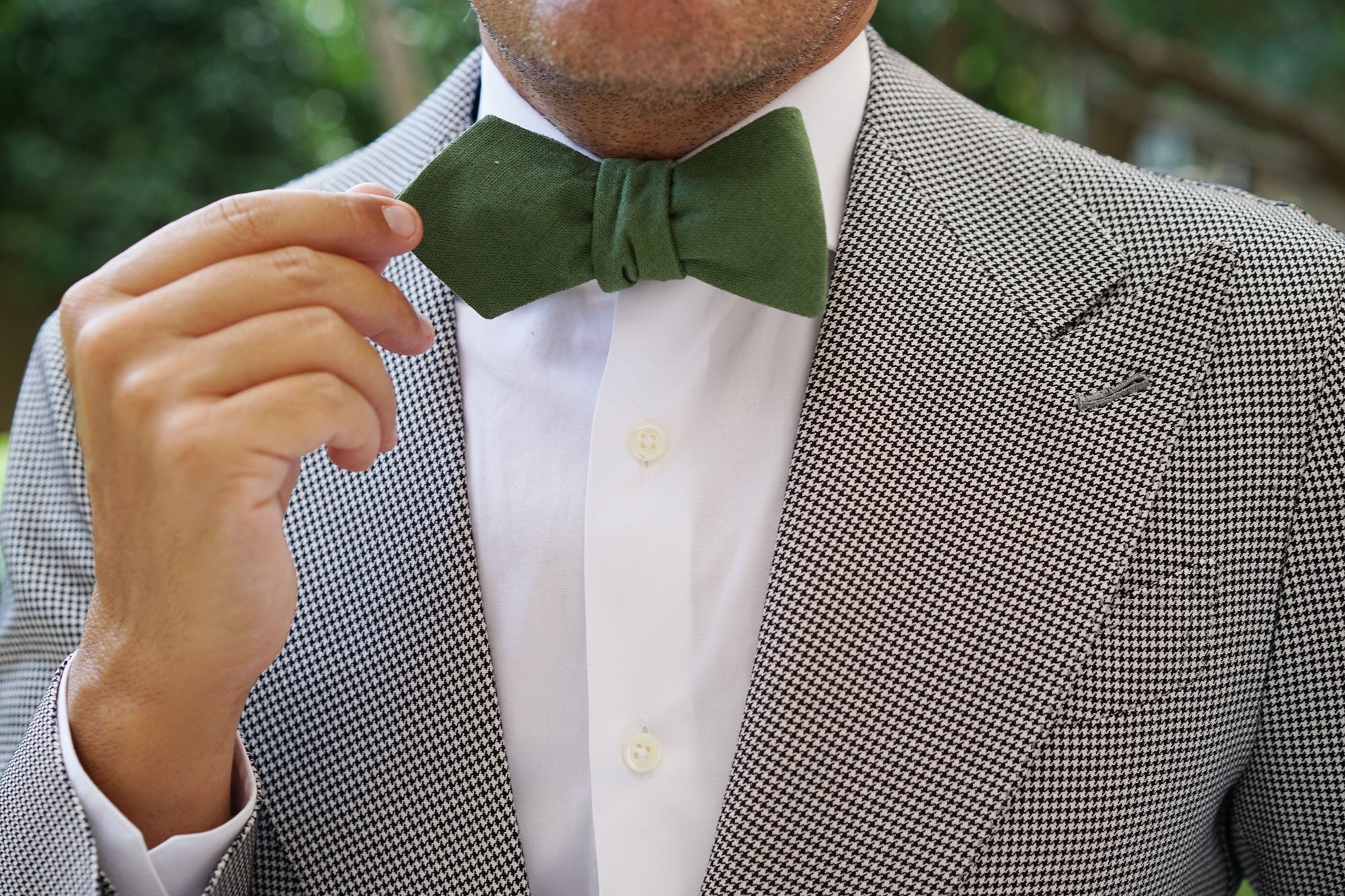Hunter Green Slub Linen Diamond Self Bow Tie | Wedding Self-Tie Bowtie ...