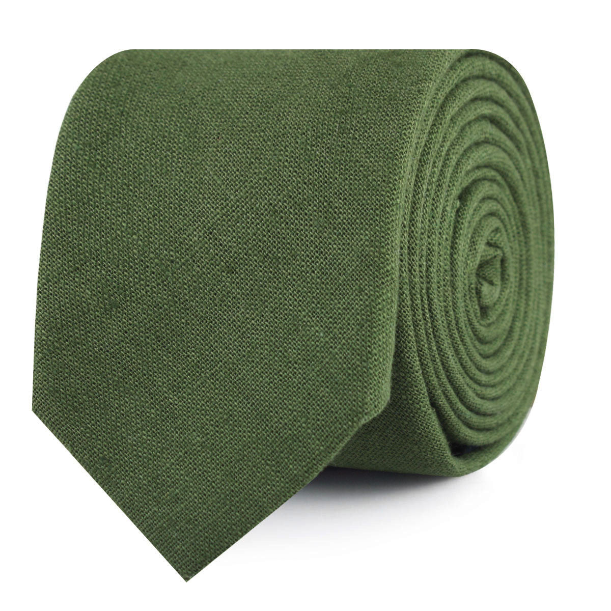 Hunter Green Slub Linen Slim Tie
