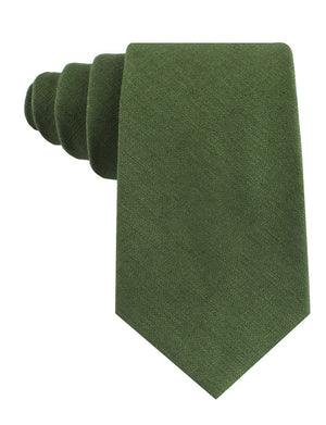 Hunter Green Slub Linen Tie