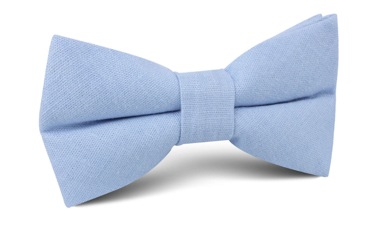 Ice Blue Linen Bow Tie