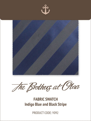 Fabric Swatch (Y092) - Indigo Blue-Black Striped