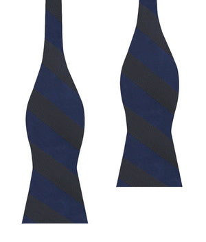 Indigo Blue-Black Striped Self Bow Tie