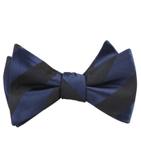 Indigo Blue-Black Striped Self Tied Bow Tie