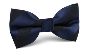 Indigo Blue-Black Striped Bow Tie