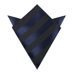 Indigo Blue-Black Striped Pocket Square