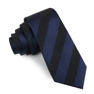 Indigo Blue-Black Striped Skinny Tie