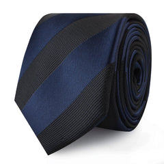 Indigo Blue-Black Striped Skinny Ties