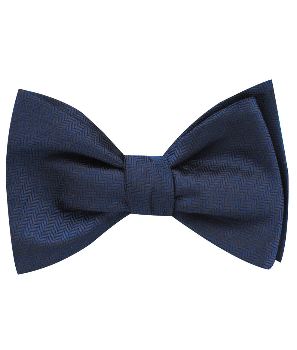 Indigo Blue Herringbone Self Tie Bow Tie