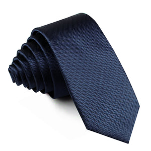 Indigo Blue Herringbone Skinny Tie