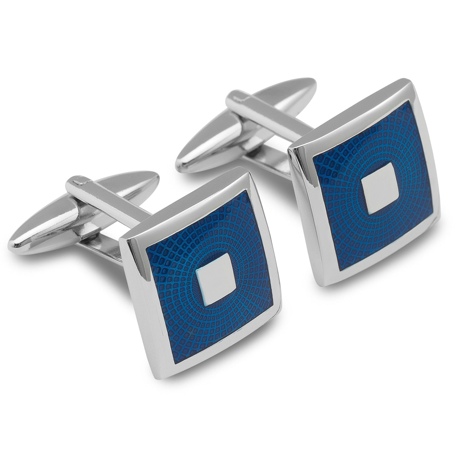Infinity Blue and Silver Square Cufflink