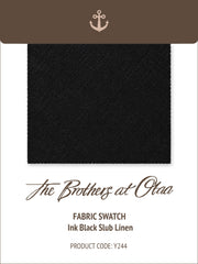 Ink Black Slub Linen Y244 Fabric Swatch