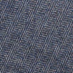 Irish Herringbone Blue Wool Fabric Mens Bow Tie