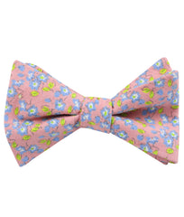 Isle of Skye Peach Floral Self Bow Tie Folded Up