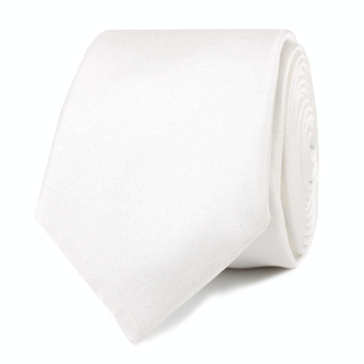 Ivory Satin Skinny Tie Front Roll