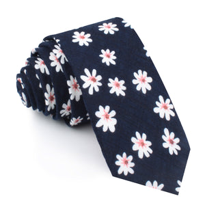Jamaican White Flower Skinny Tie