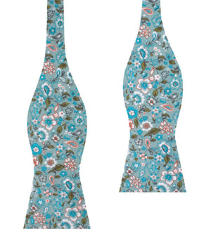 Japanese Sage Green Floral Self Bow Tie