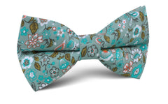 Japanese Sage Green Floral Bow Tie