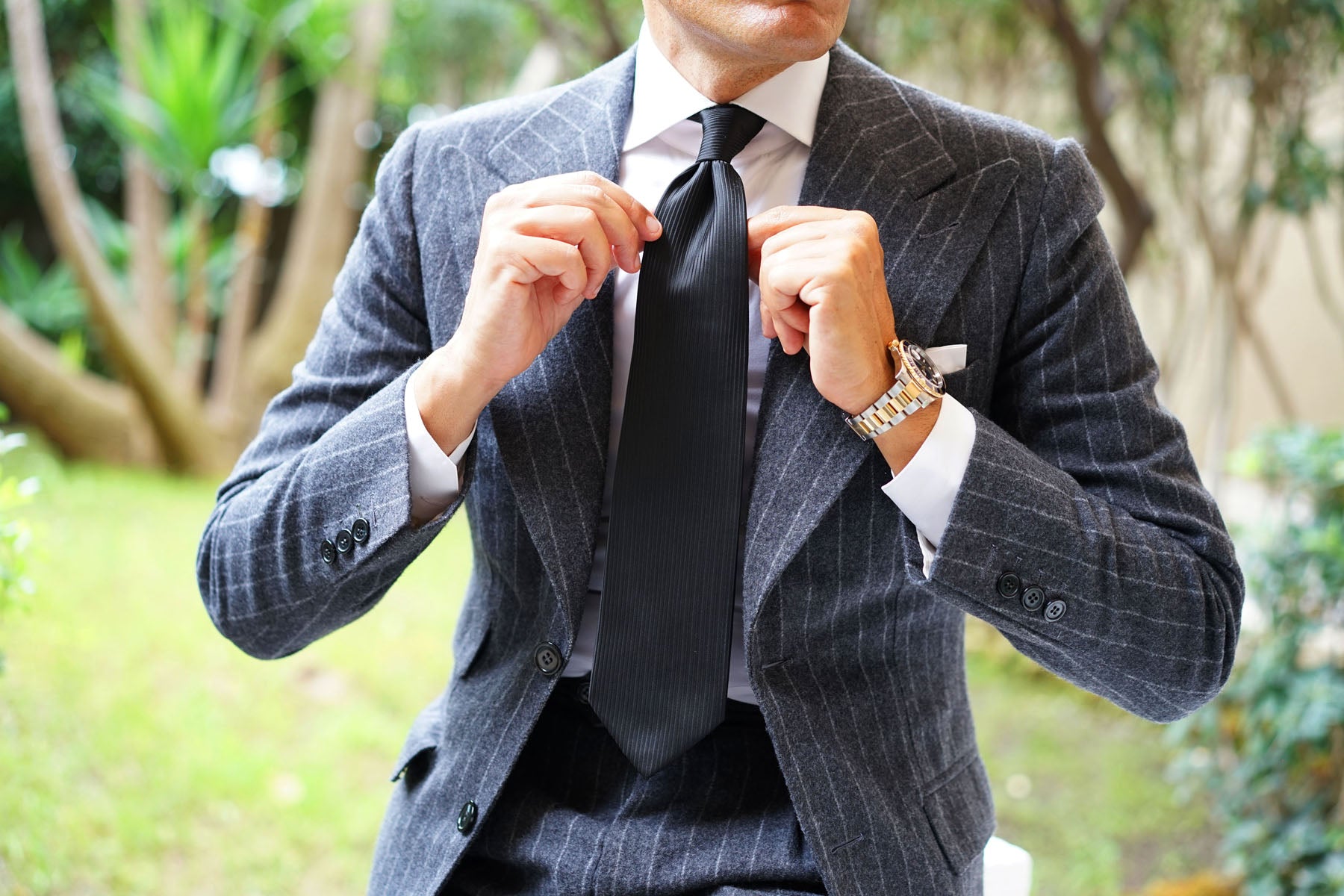 Jet Black Stripes Necktie | Shop Men's Formal Tie | Tuxedo Ties Online ...